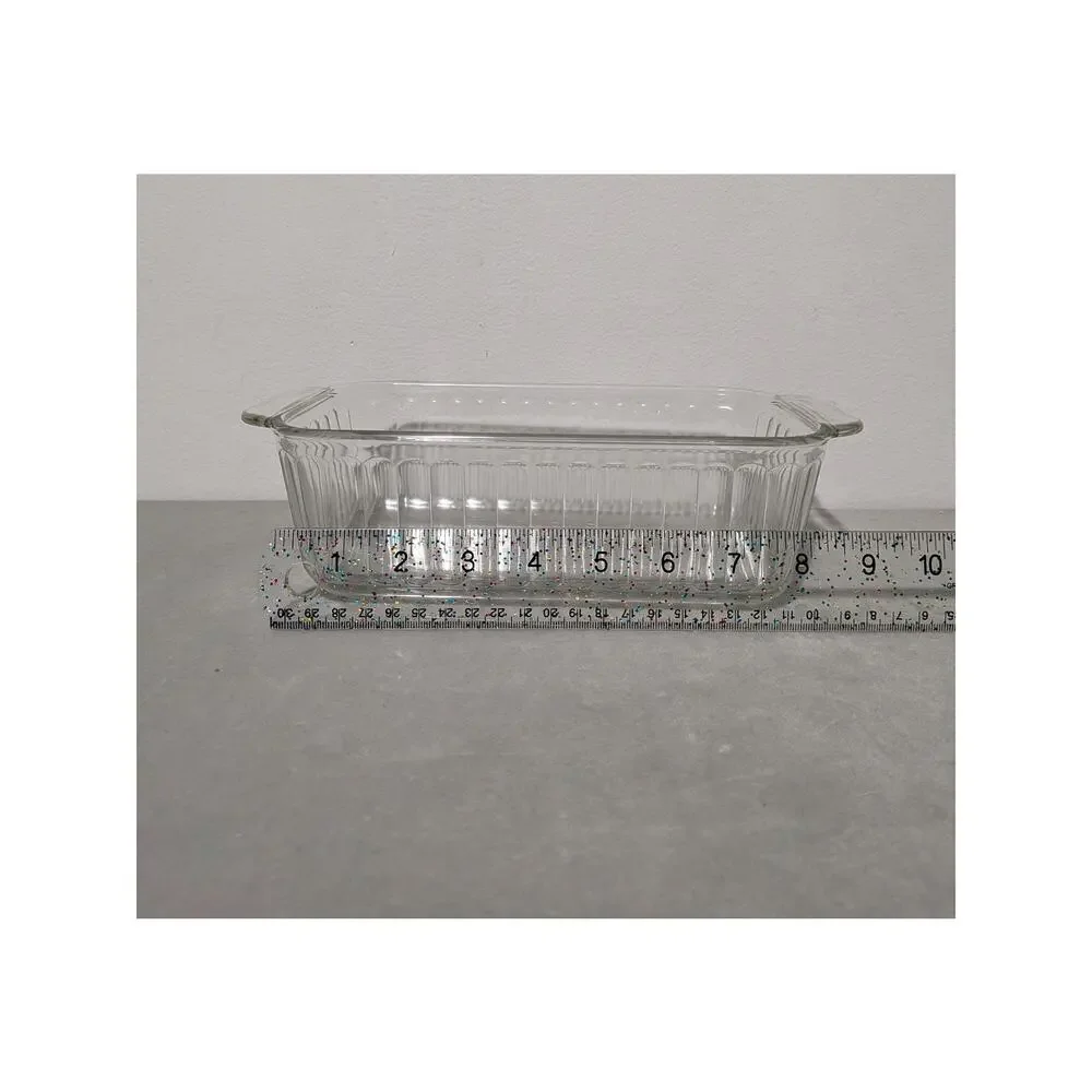 Pyrex 213-S Clear Glass Ribbed Loaf Pan 1.5 QT Sculptured Bread Baking Dish